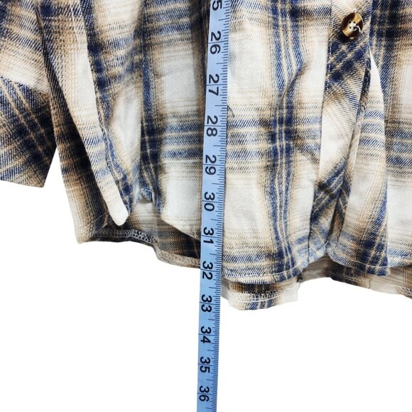 Chyrri Mens Plaid Shirt Size XXL Long Sleeve Blue Beige Button-Down - Picture 4 of 7